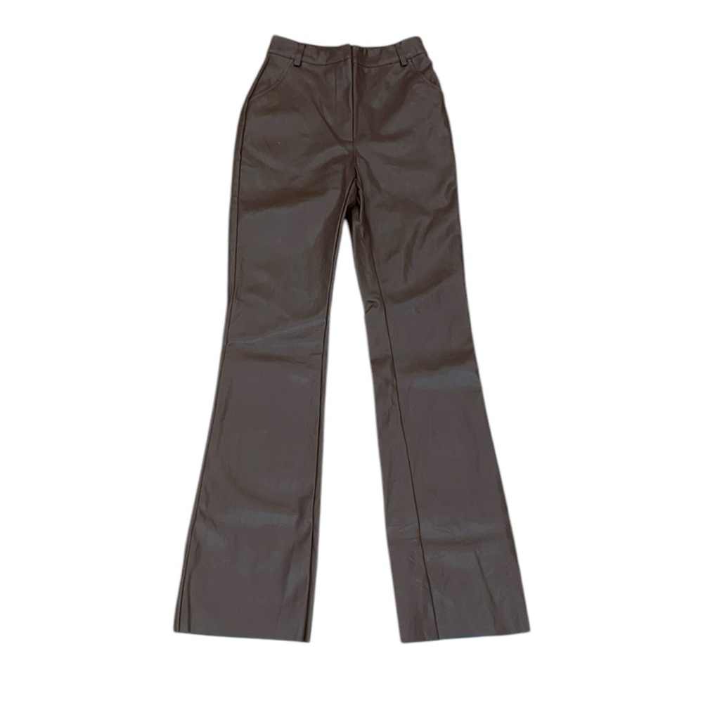 Meshki brown faux leather pants